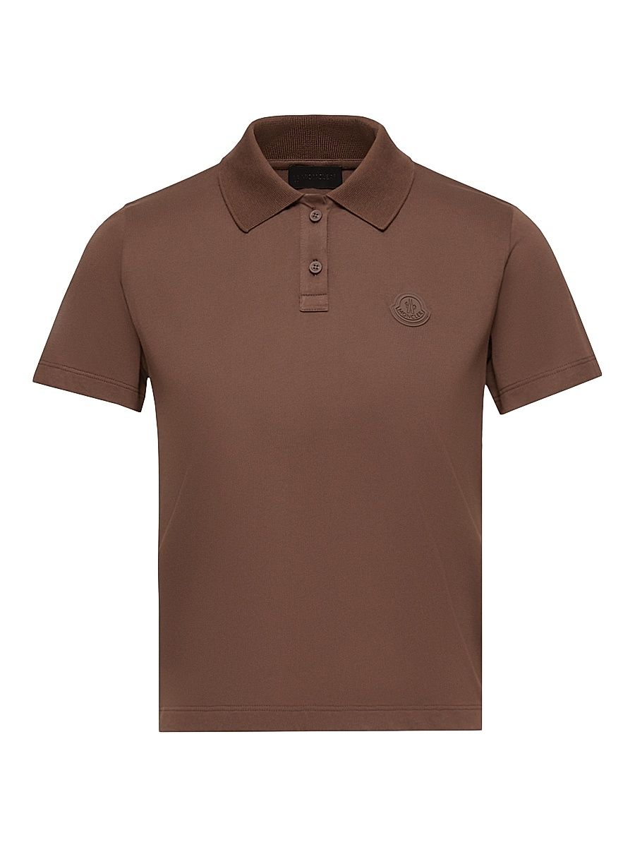 Women's Polo Shirt in Cotton Jersey with Pleats - Brown - Size Large