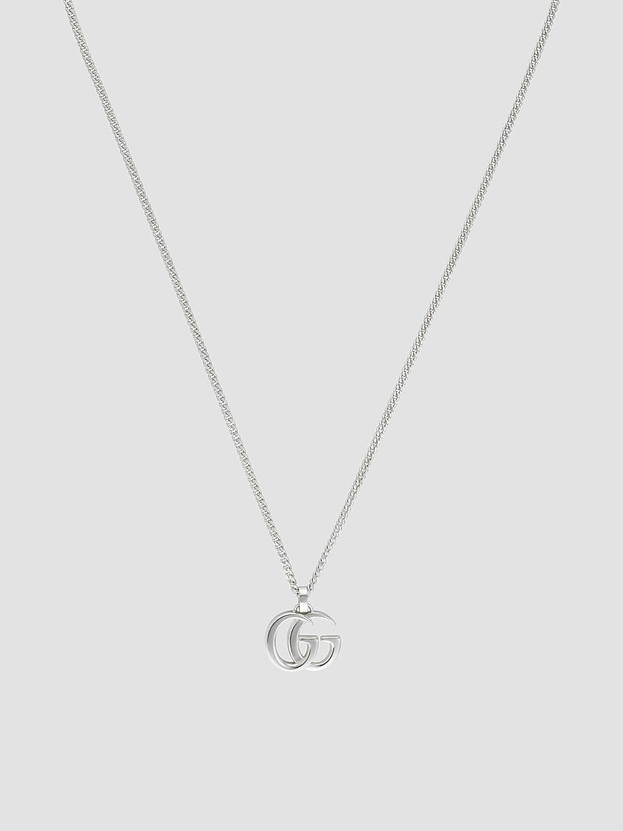 Gucci Men's GG Marmont Sterling Silver Logo Pendant Necklace - Silver
