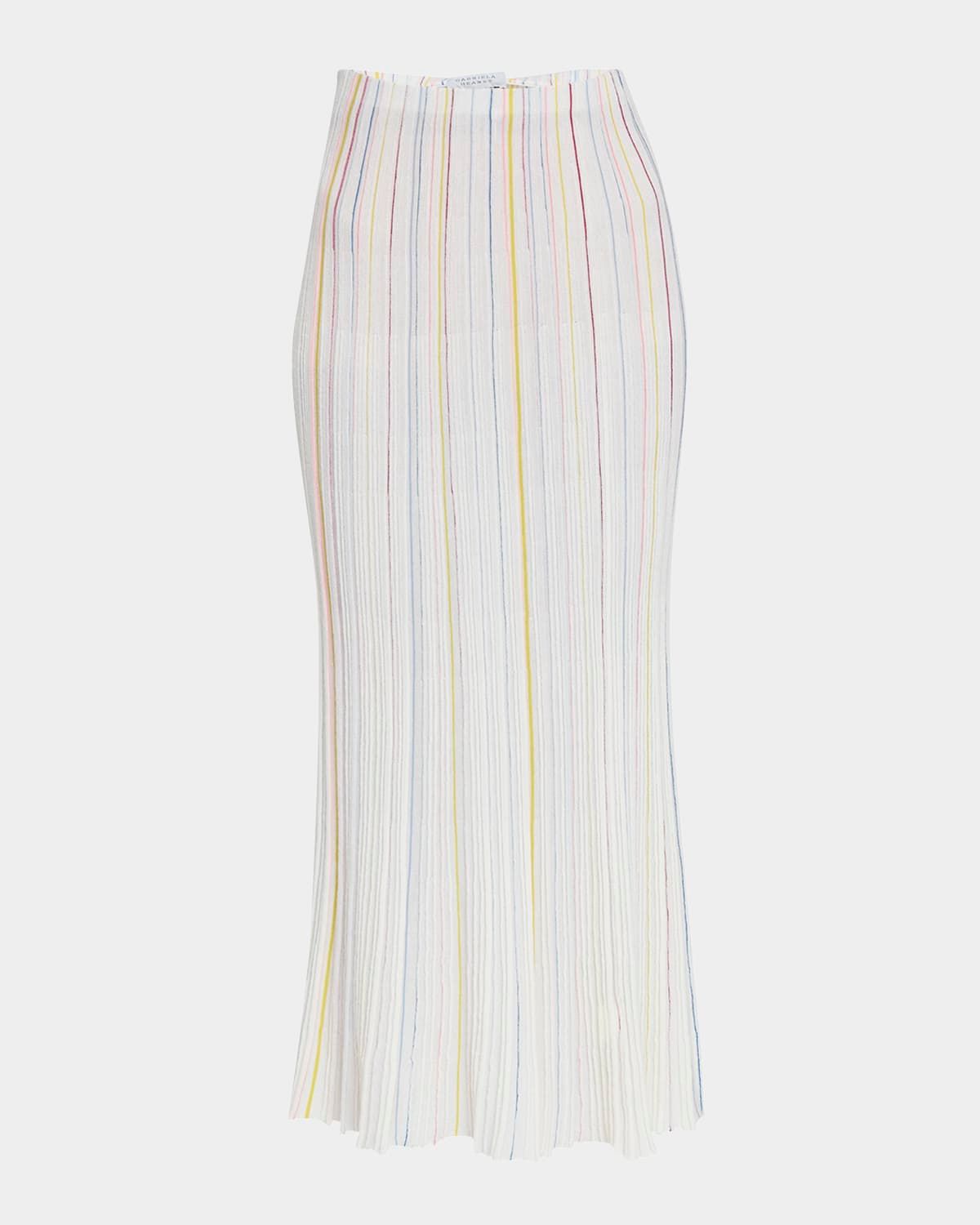 Celeano Striped Plisse Midi Skirt