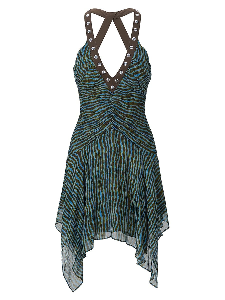 Women's Olympia Abstract Printed A-Line Minidress - Tidal Shell - Size 0