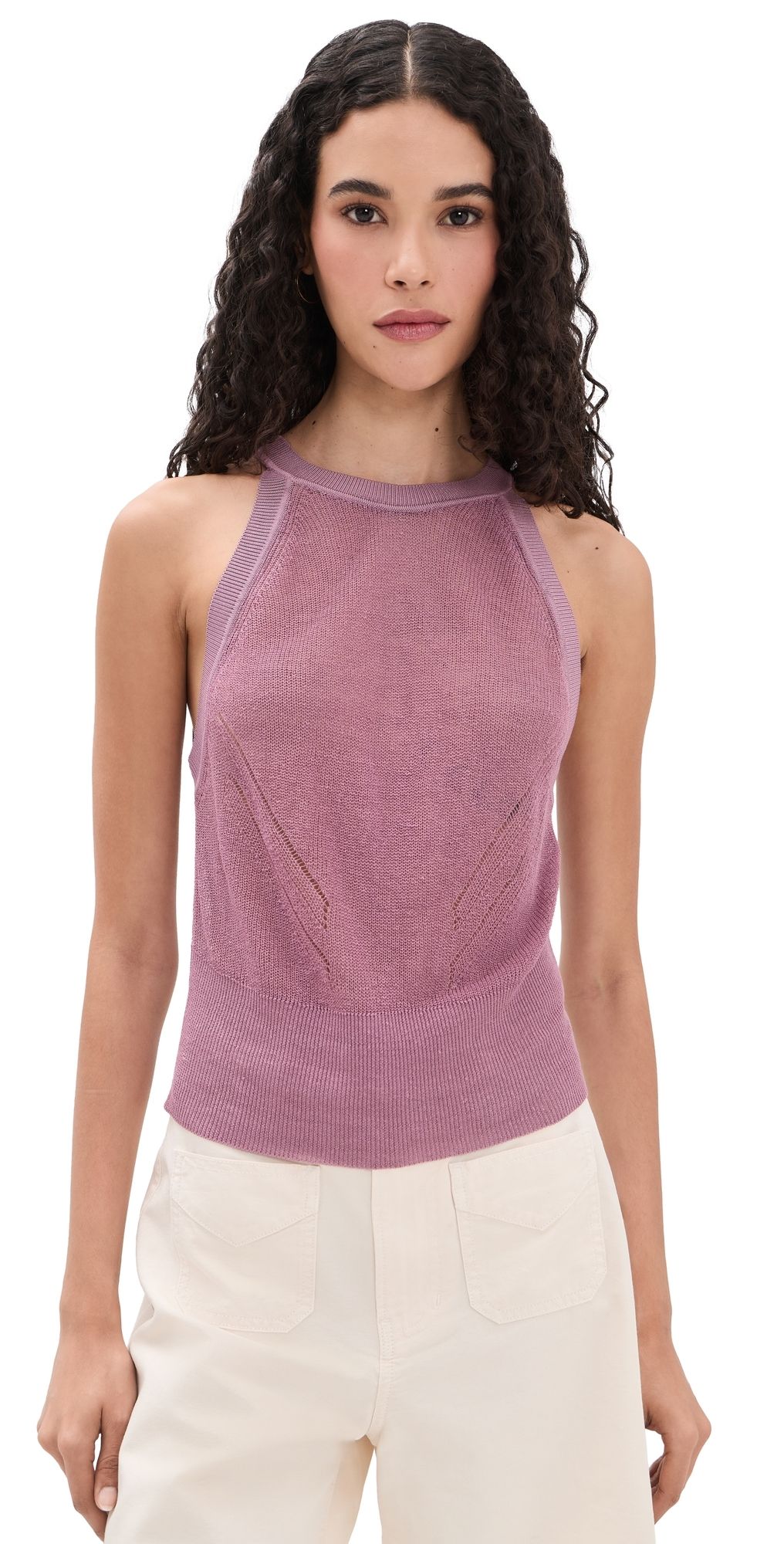 Veronica Beard Jean Solomon Knit Tank Orchid Haze L