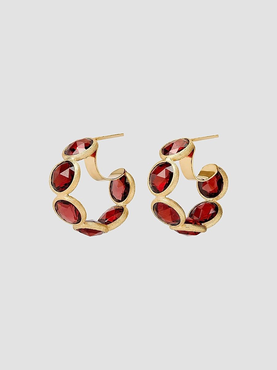 Marco Bicego Women's Jaipur Color 18K Yellow Gold & Garnet Hoop Earrings - Yellow Gold