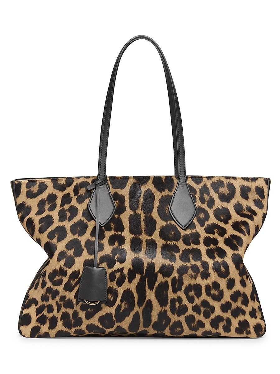 Women's Star Leopard-Print Calf Hair Tote Bag - Natural