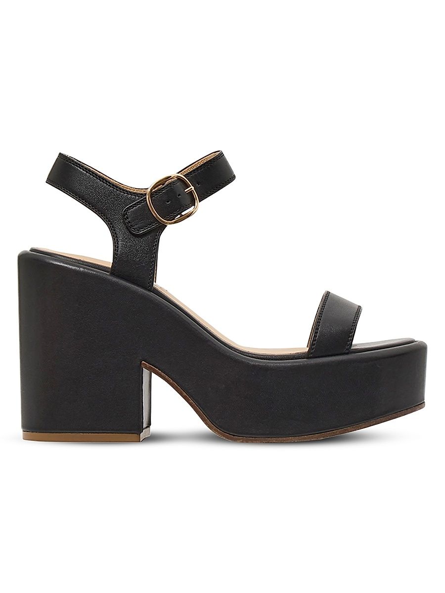Women's Iman 110MM Leather Platform Sandals - Black - Size 11.5