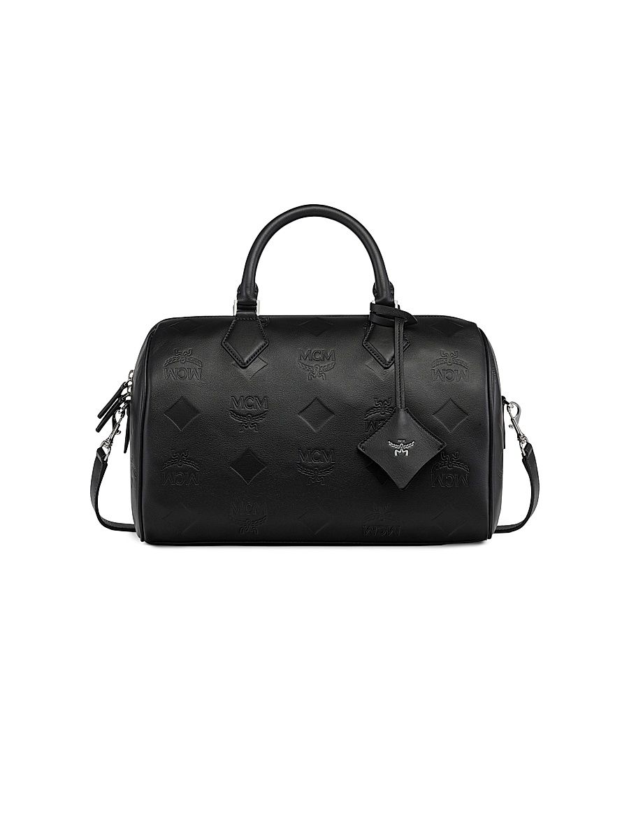 Women's Medium Ella Leather Boston Bag - Black