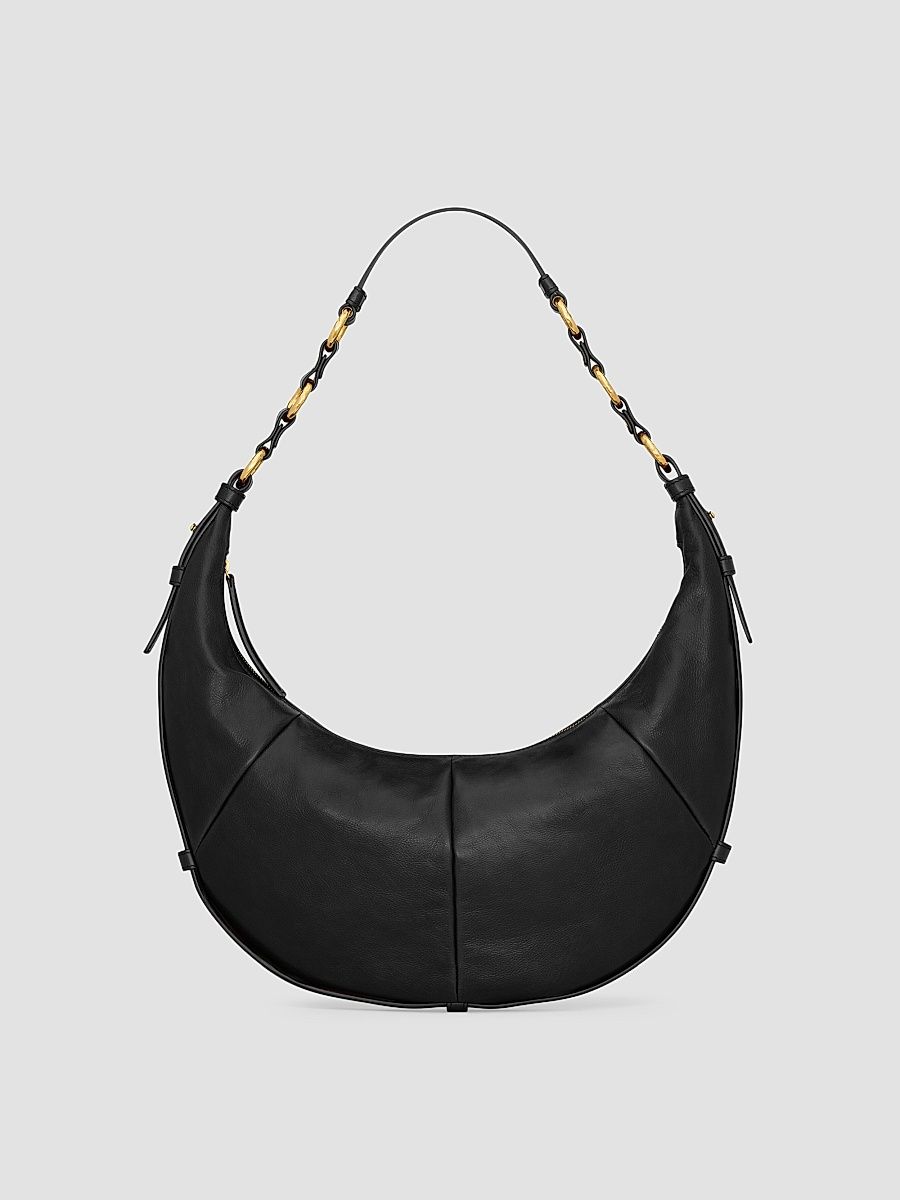 Saint Laurent Women's Saharienne Hobo Bag in Lambskin Leather - Black