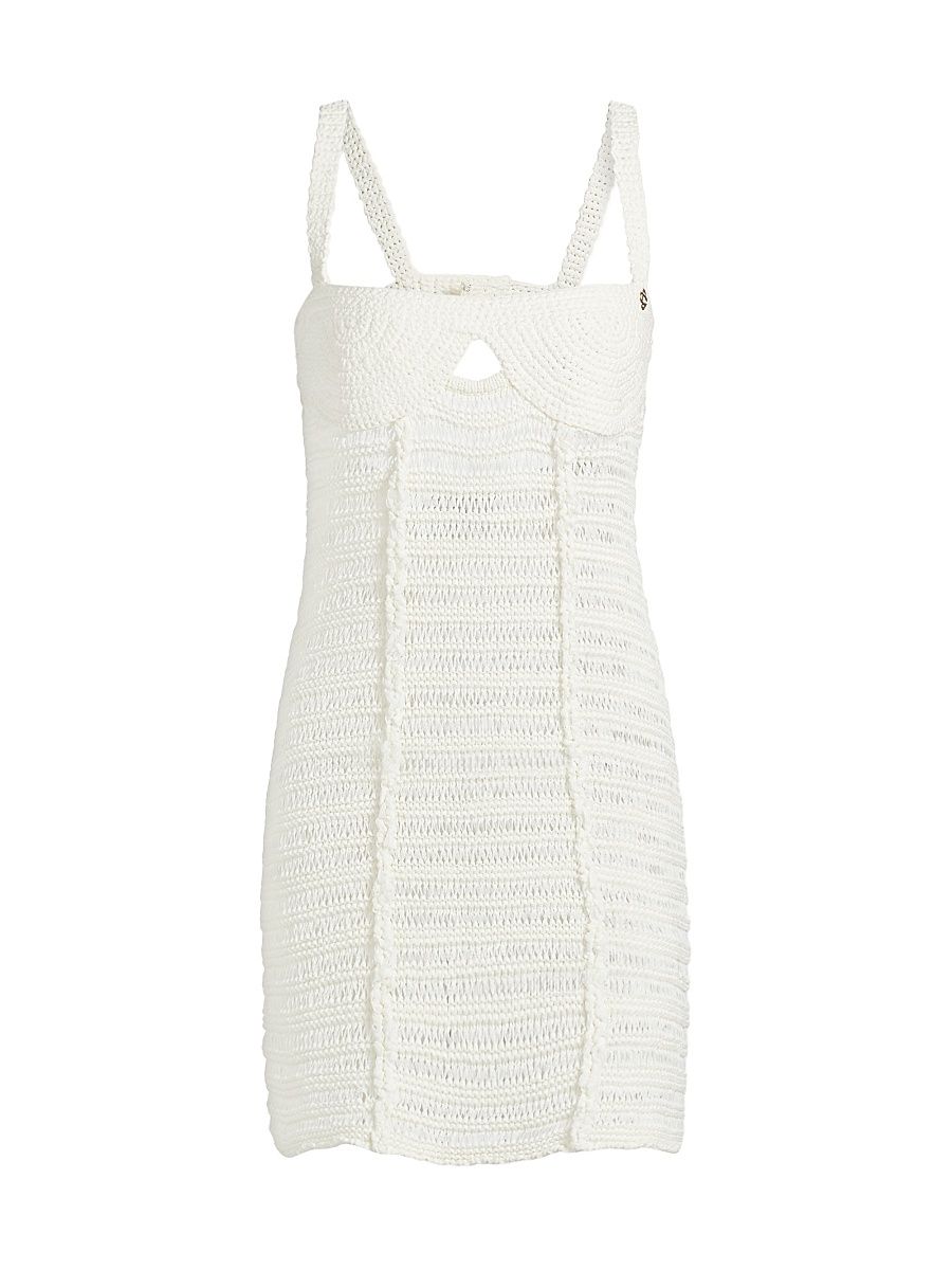 Women's Crochet Cut-Out Minidress - White - Size Large