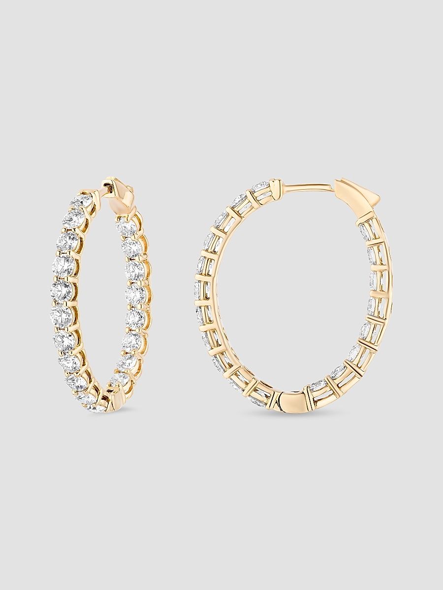 Women's 18K Yellow Gold & 3.99 TCW Diamond Oval Hoop Earrings - Yellow Gold