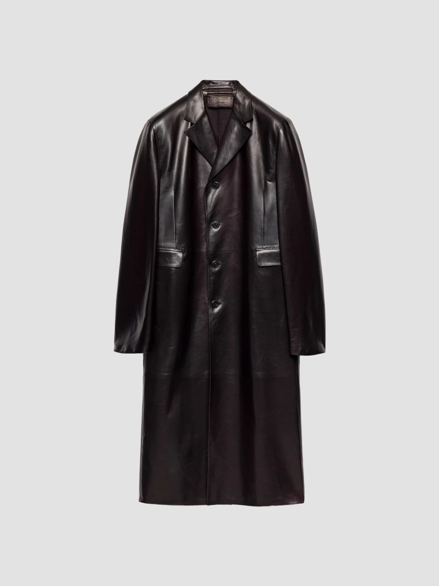 Prada Men's Nappa Leather Coat - Purple - Size 40