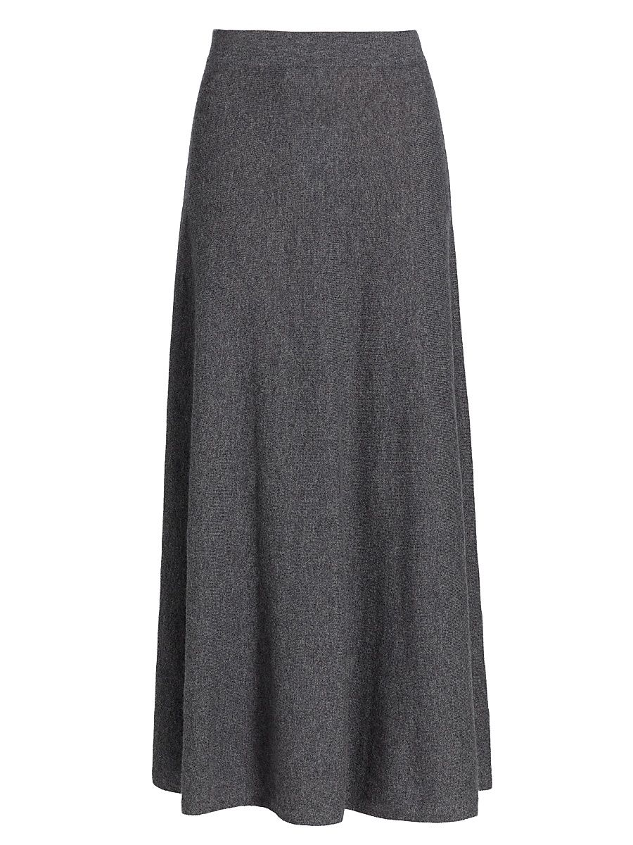 Women's Flared Cashmere Maxi Skirt - Graphite - Size Small
