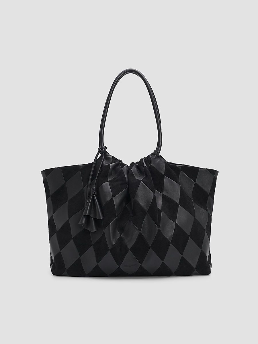 Women's Cloud 91 Suede & Leather Checkerboard Shopper - Black