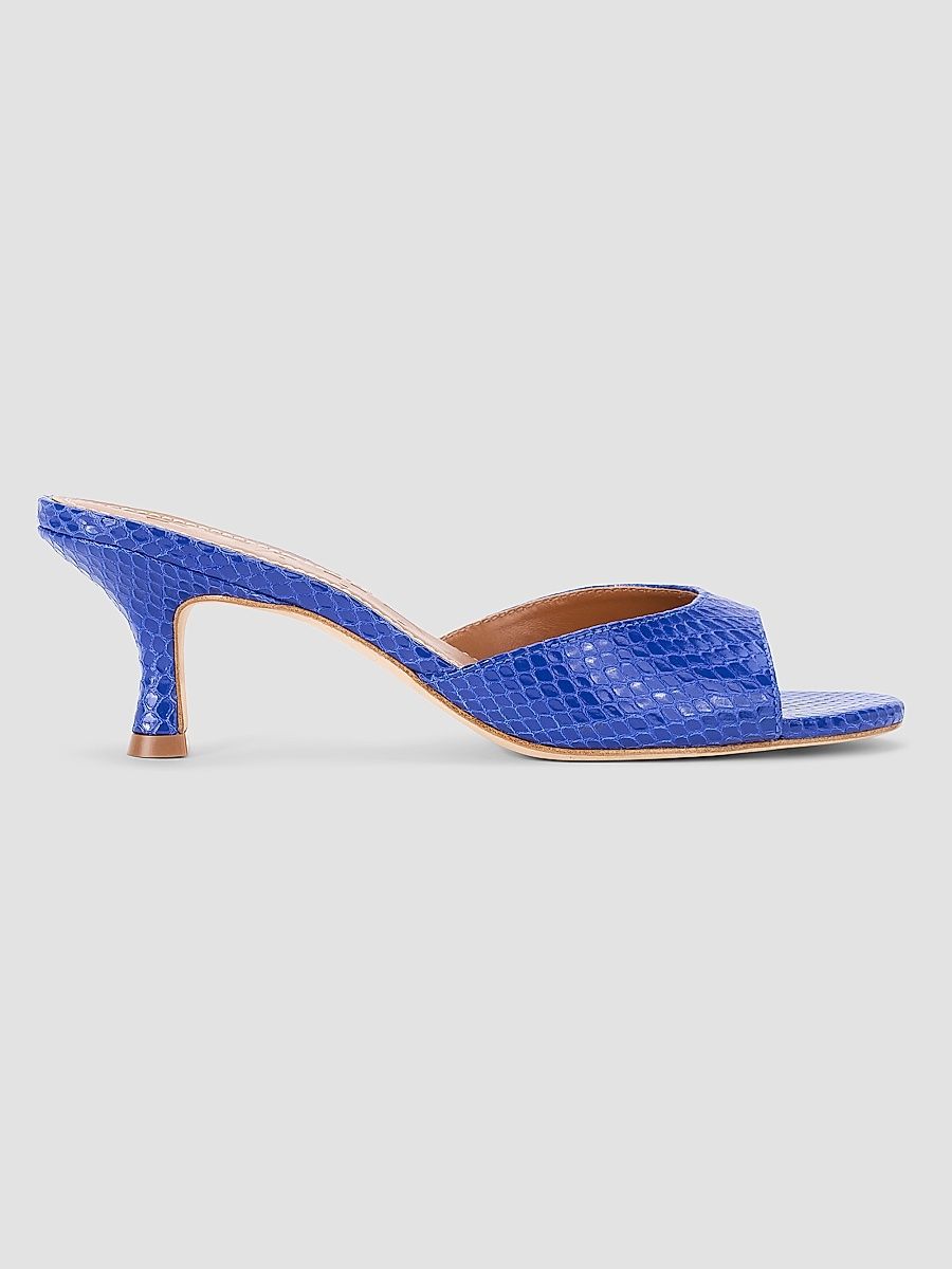 Women's Brigitte 60MM Snakeskin-Embossed Leather Mules - Cobalt - Size 10