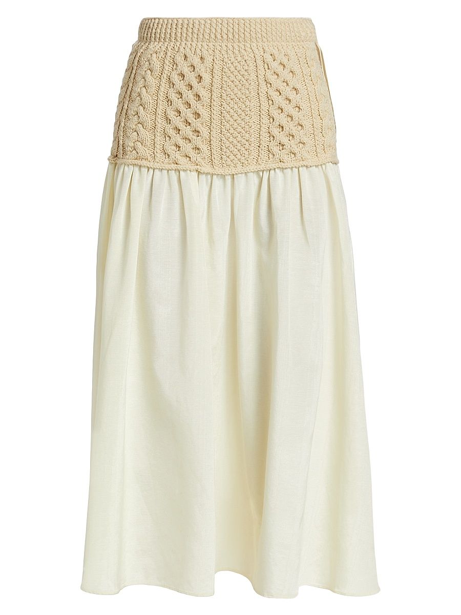 Women's Mekas Paneled Knit Midi-Skirt - Ivory - Size Large
