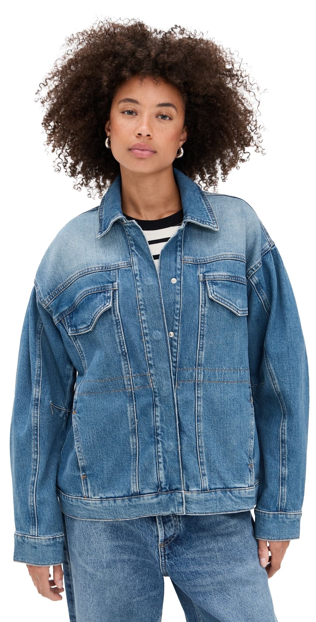 Good American Barrel Sleeve Denim Jacket Indigo912 M