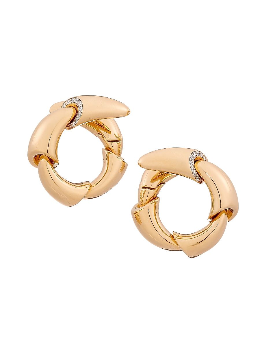 Women's Calla 18K Rose Gold, Titanium & 2-Edge Diamond Wraparound Hoop Earrings - Pink Gold