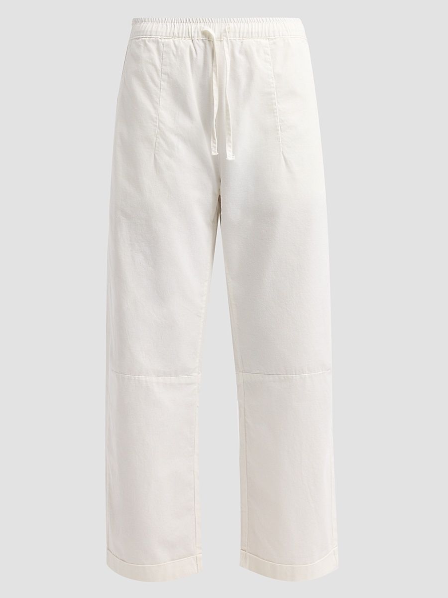 Women's Mara Cotton Sateen Straight-Leg Pants - Soft White - Size 24