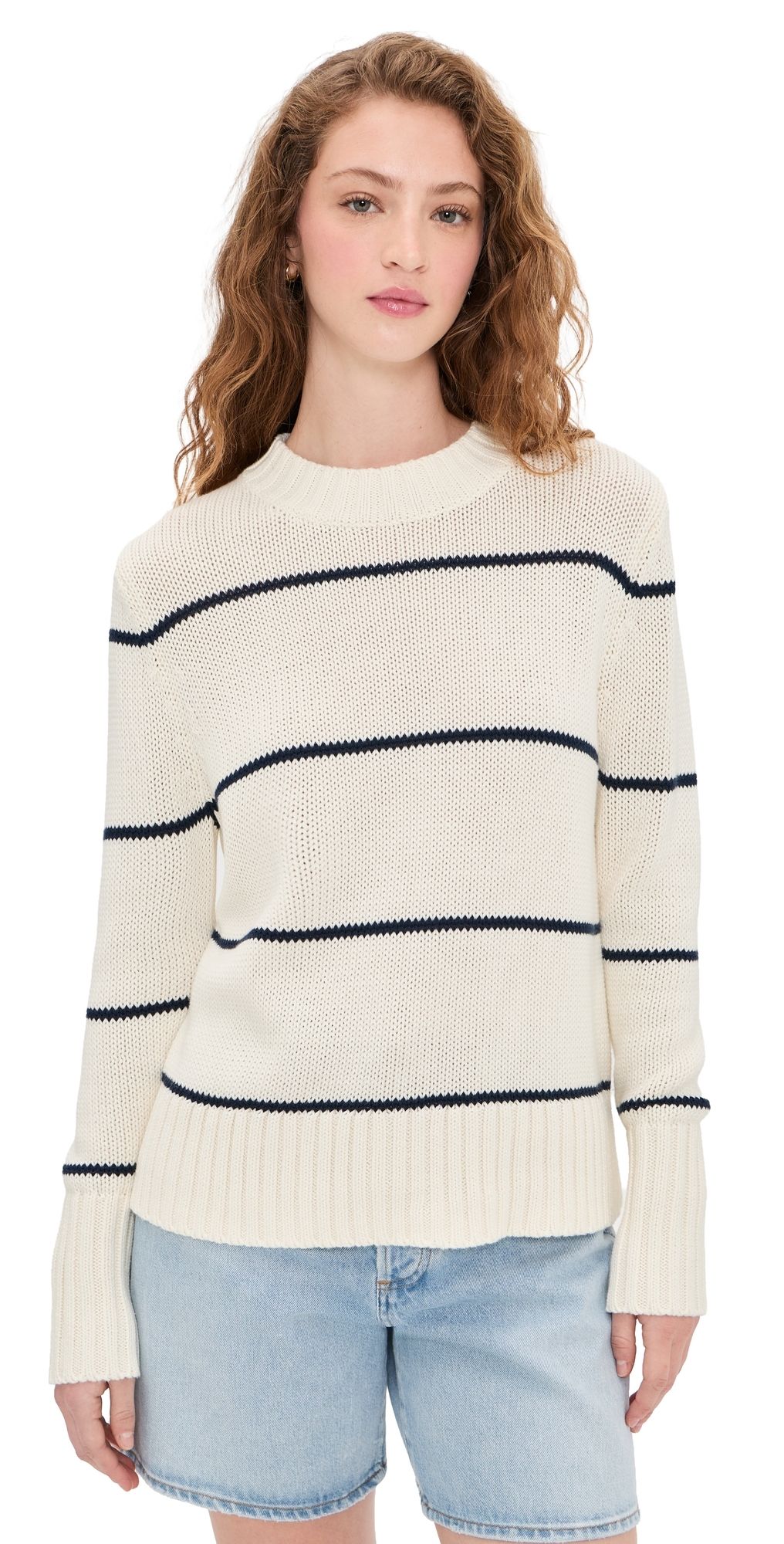 KULE The Tatum Pullover Cream/Navy Ministripe M