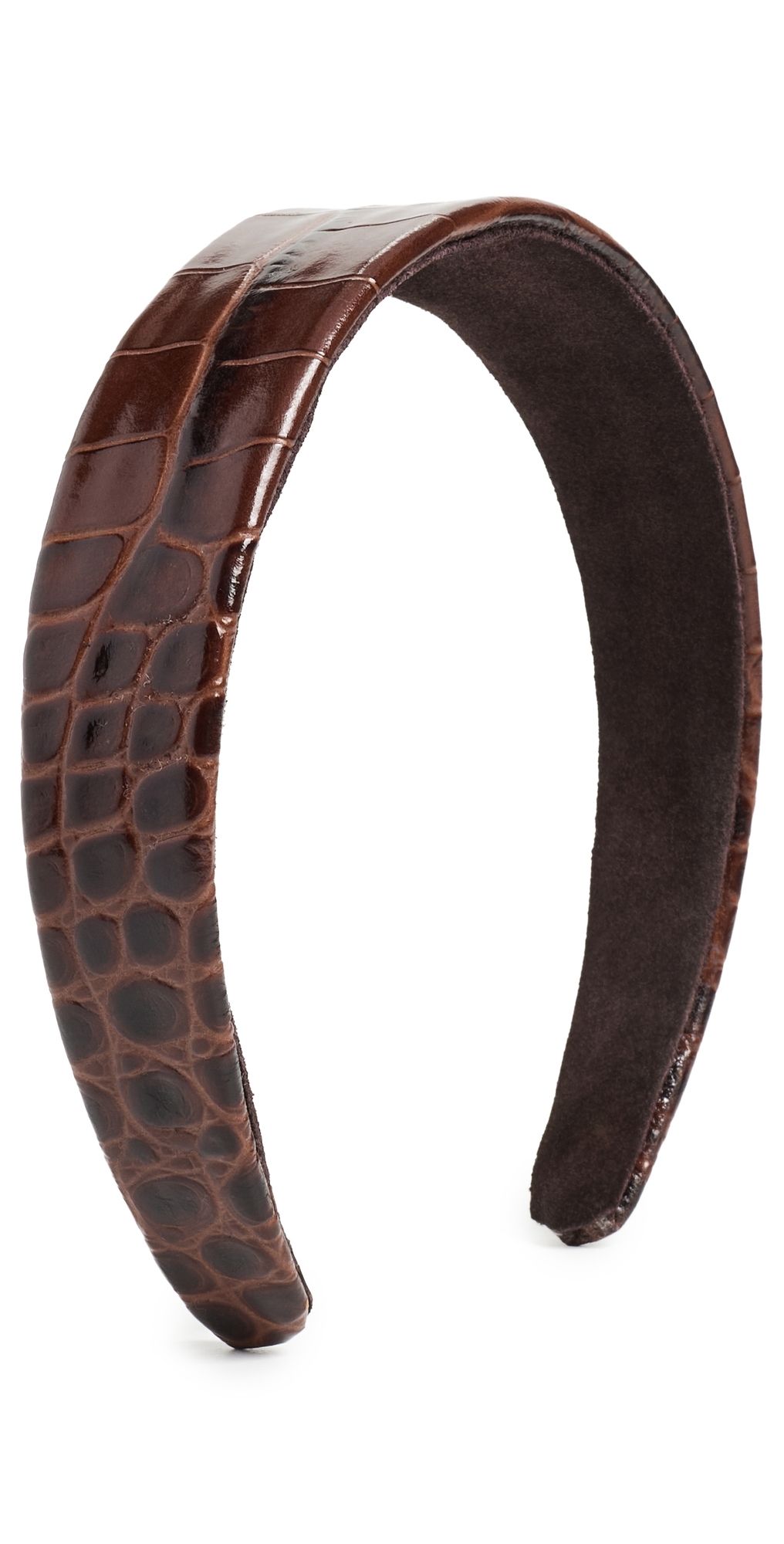 Jennifer Behr Embossed Leather Cruz Headband Brown Croc One Size