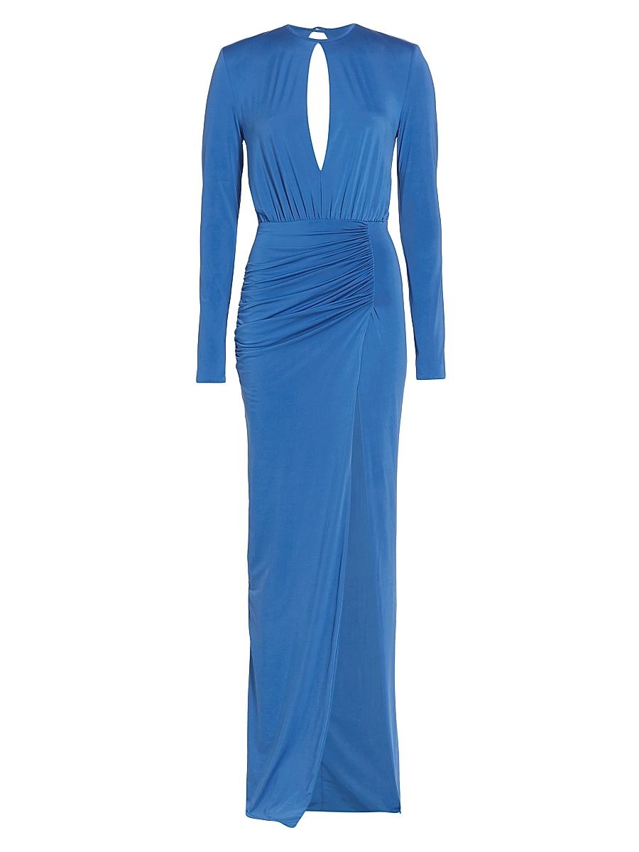 Women's Emmit Draped Jersey Gown - Slate Blue - Size 12