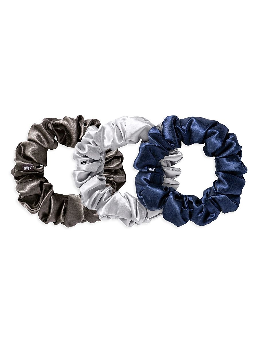 Women's 3-Piece Pure Silk Large Scrunchie Set - Midnight