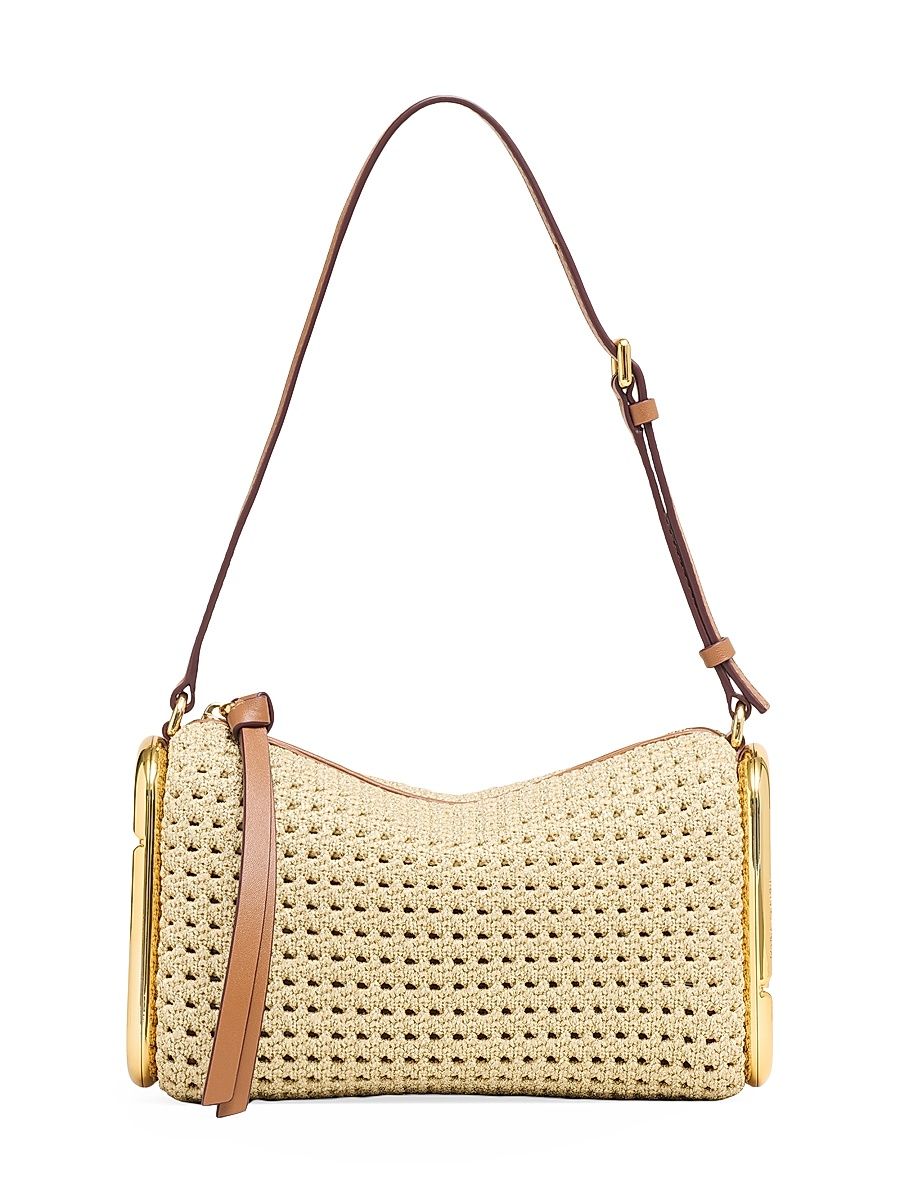 Women's Scene Small Crocheted Shoulder Bag - Champagne