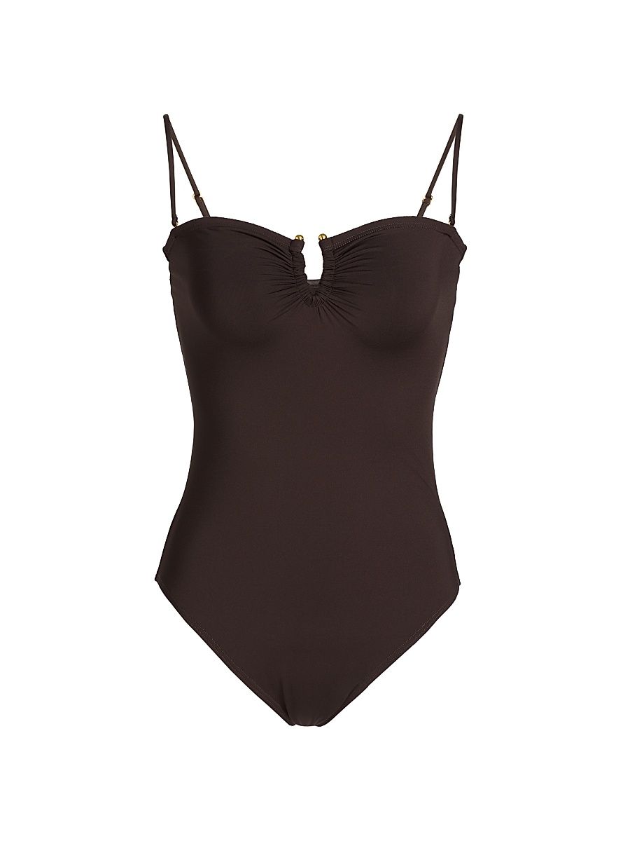 Women's Semi-Sweetheart One-Piece Swimsuit - Espresso - Size XL