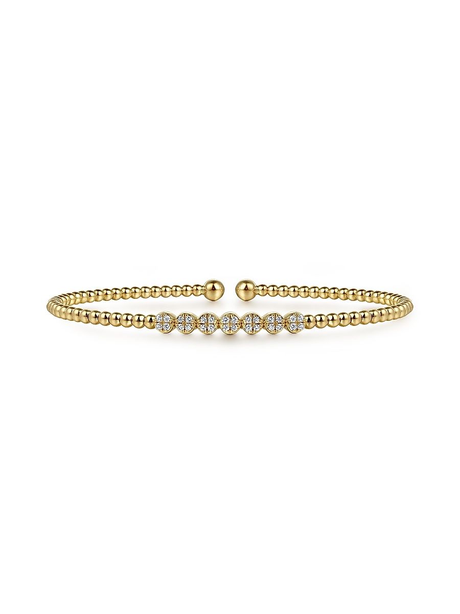 Women's Bujukan 14K Yellow Gold & 0.12 TCW Diamond Cluster Cuff Bracelet - Yellow Gold - Size 5.75