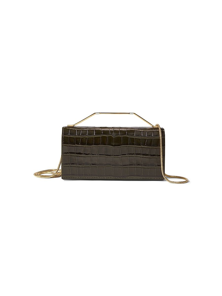 Women's Croc-Embossed Leather Clutch - Cypress