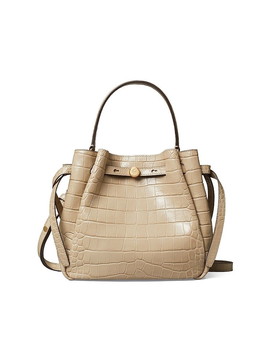 Women's Romy Croc-Embossed Leather Bucket Bag - Ginger Leaf