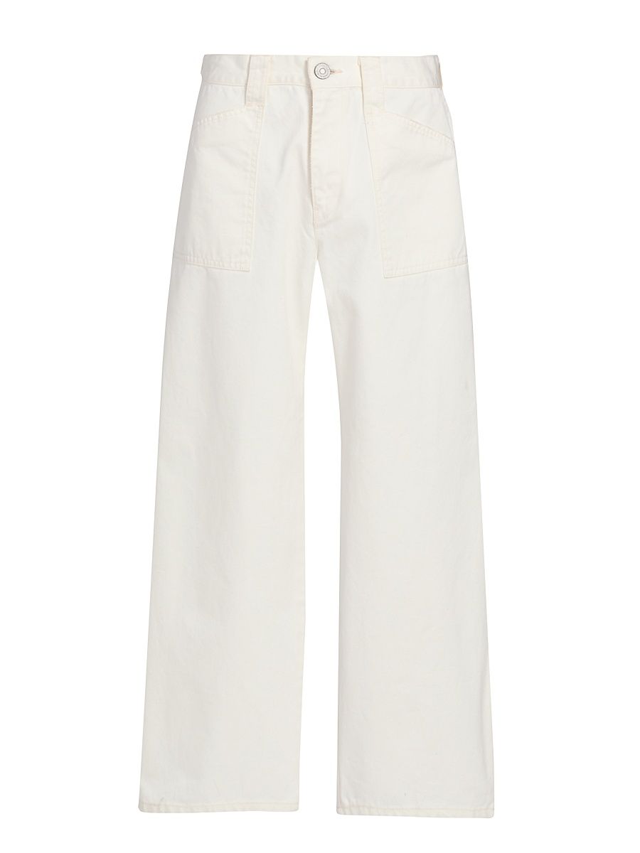 Women's Malba Gusset Cotton Cargo Pants - White - Size 26