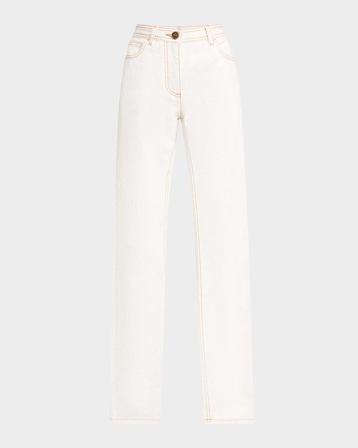 Straight Leg Two-Tone Etch Print Jeans