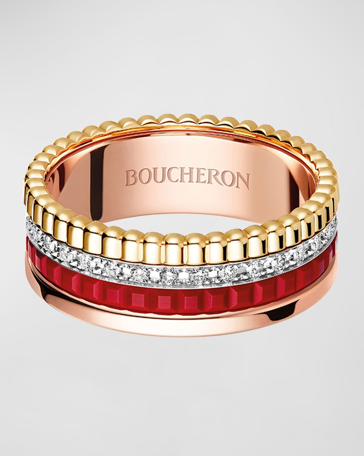 Quatre 18K Gold Red Follies Band Ring