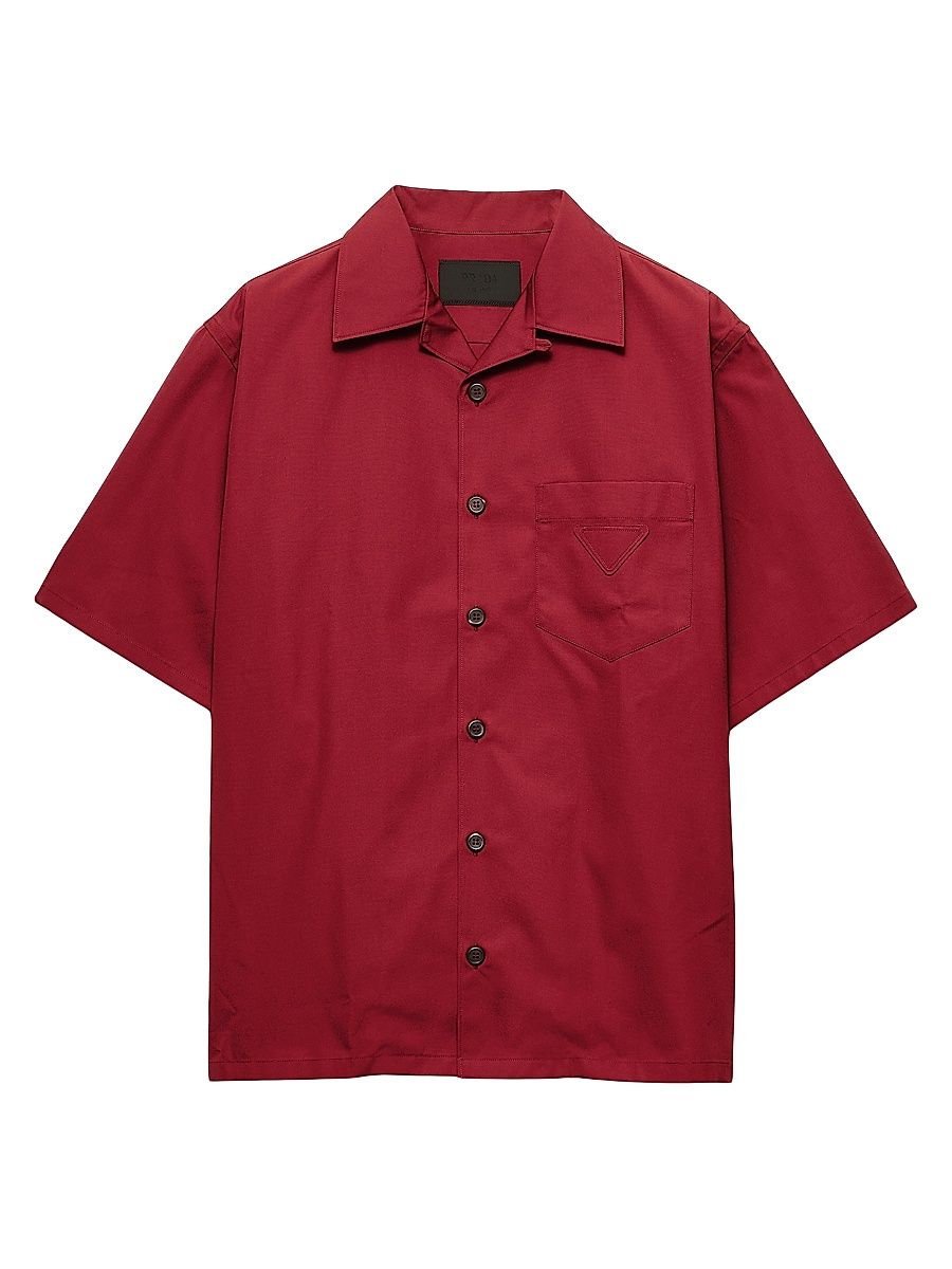 Men's Cotton Blend Bowling Shirt - Red - Size XXXL