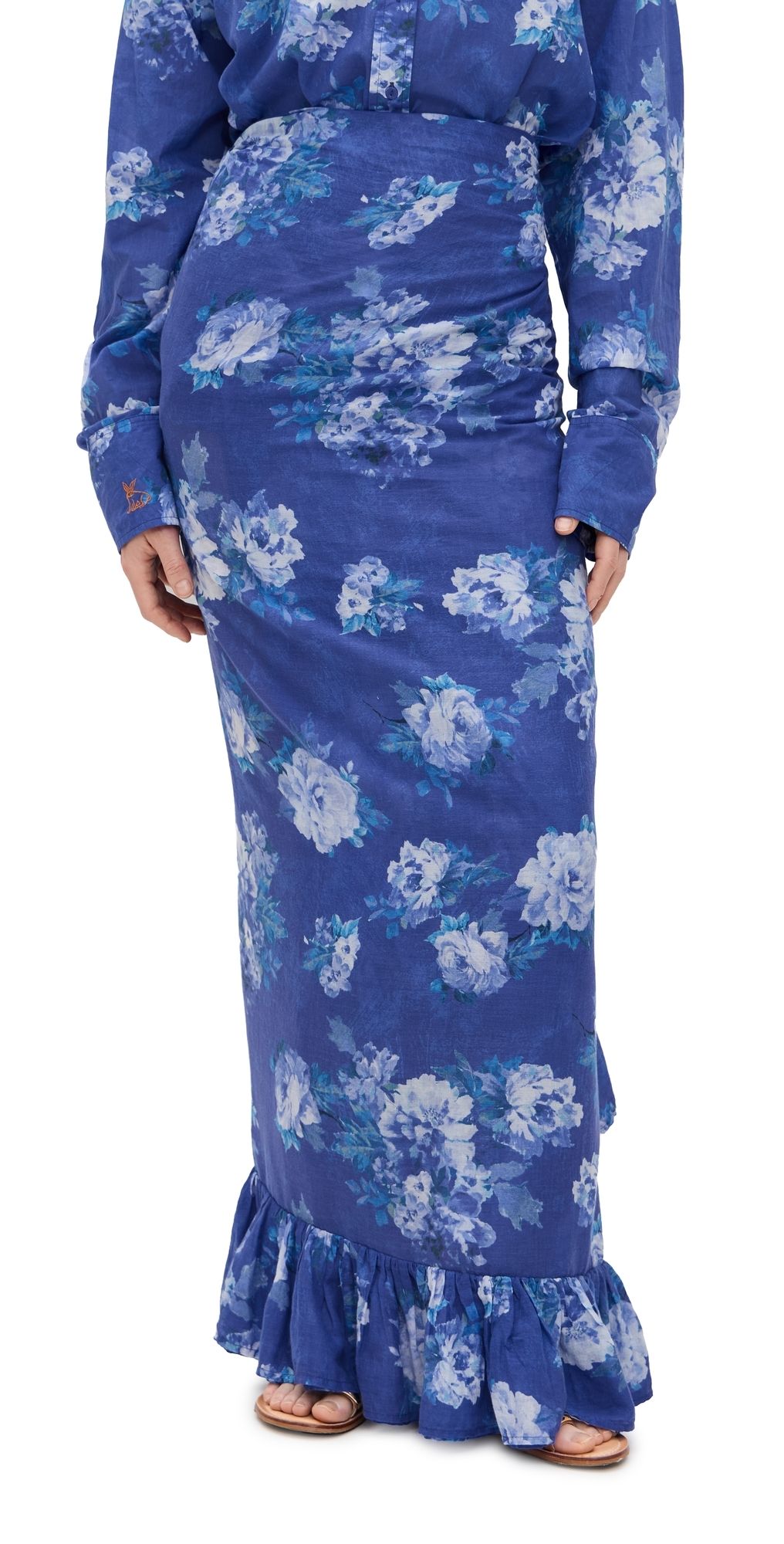 Coniglio Palm Beach Ruffle Power Pareo Brushstroke Floral Misty Blue 3