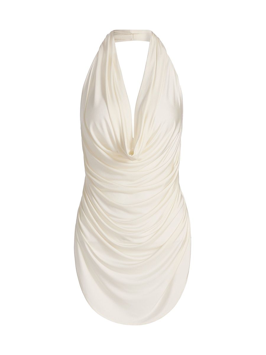 Women's Draped Jersey Cowlneck Top - Cream - Size Large