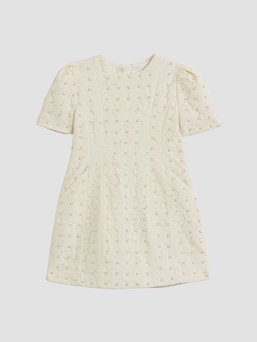 Girl's Little Girl's & Girl's Ophelia Embellished Lace Mini Dress - Ivory - Size 12