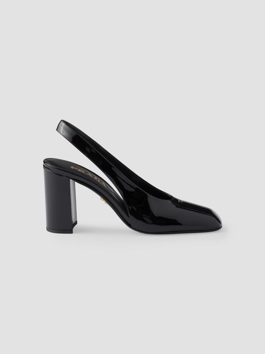 Prada Women's Patent Leather Slingback Pumps - Black - Size 11