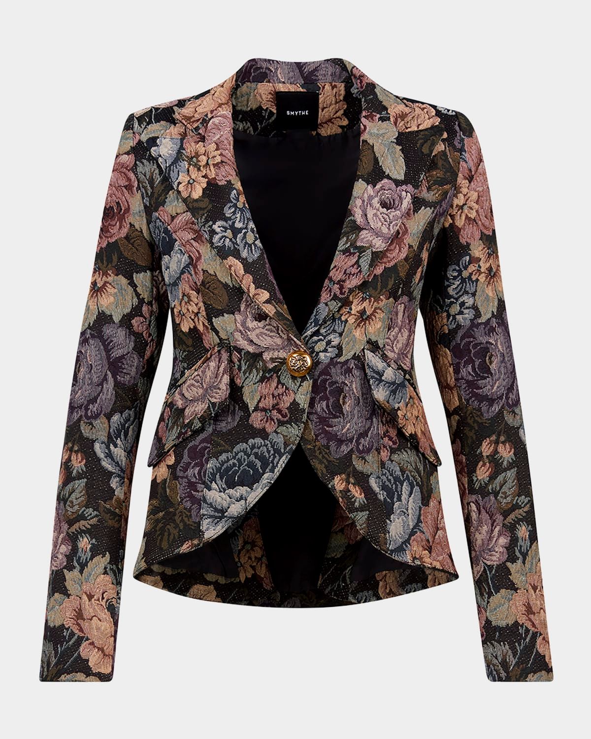Floral Jacquard Single-Breasted Blazer