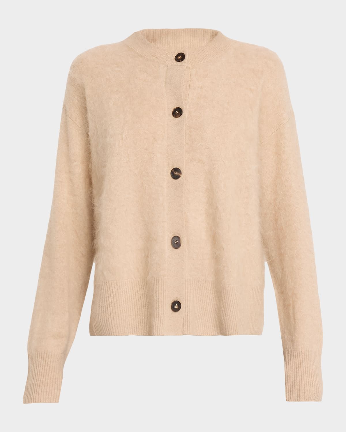 Button-Down Brushed Cashmere Cardigan