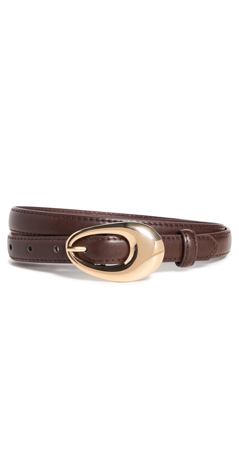 SHASHI Oval Buckle Belt Brown/Gold One Size