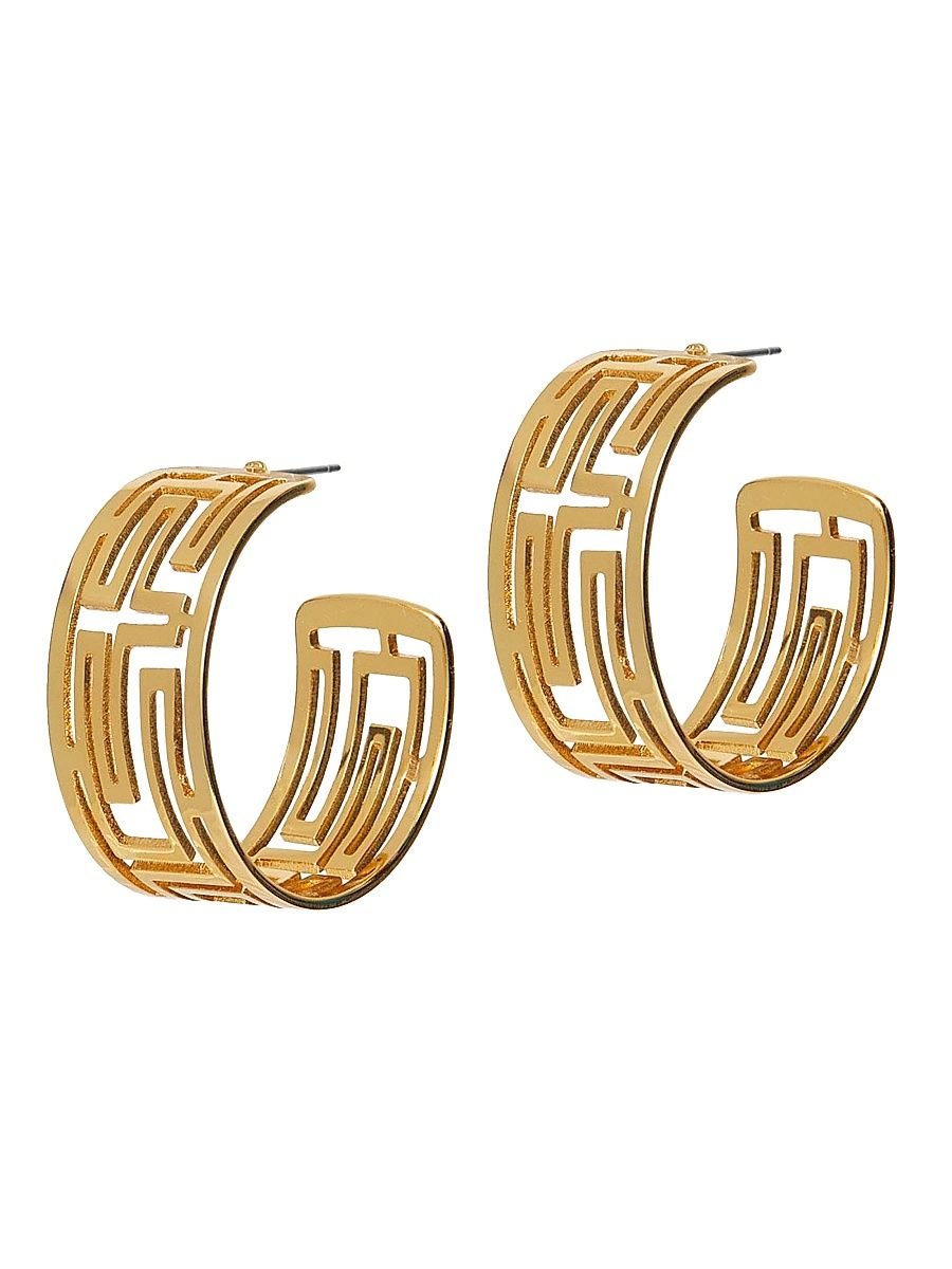 Women's Greek Key 14K-Gold-Plated Hoop Earrings - Gold