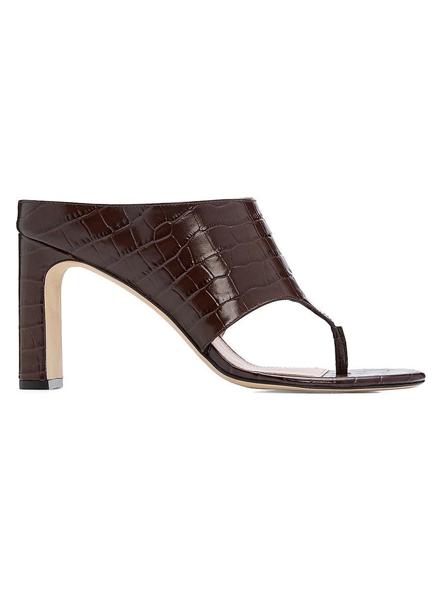 Women's Babette 85MM Croc-Embossed Leather Sandals - Walnut - Size 9.5