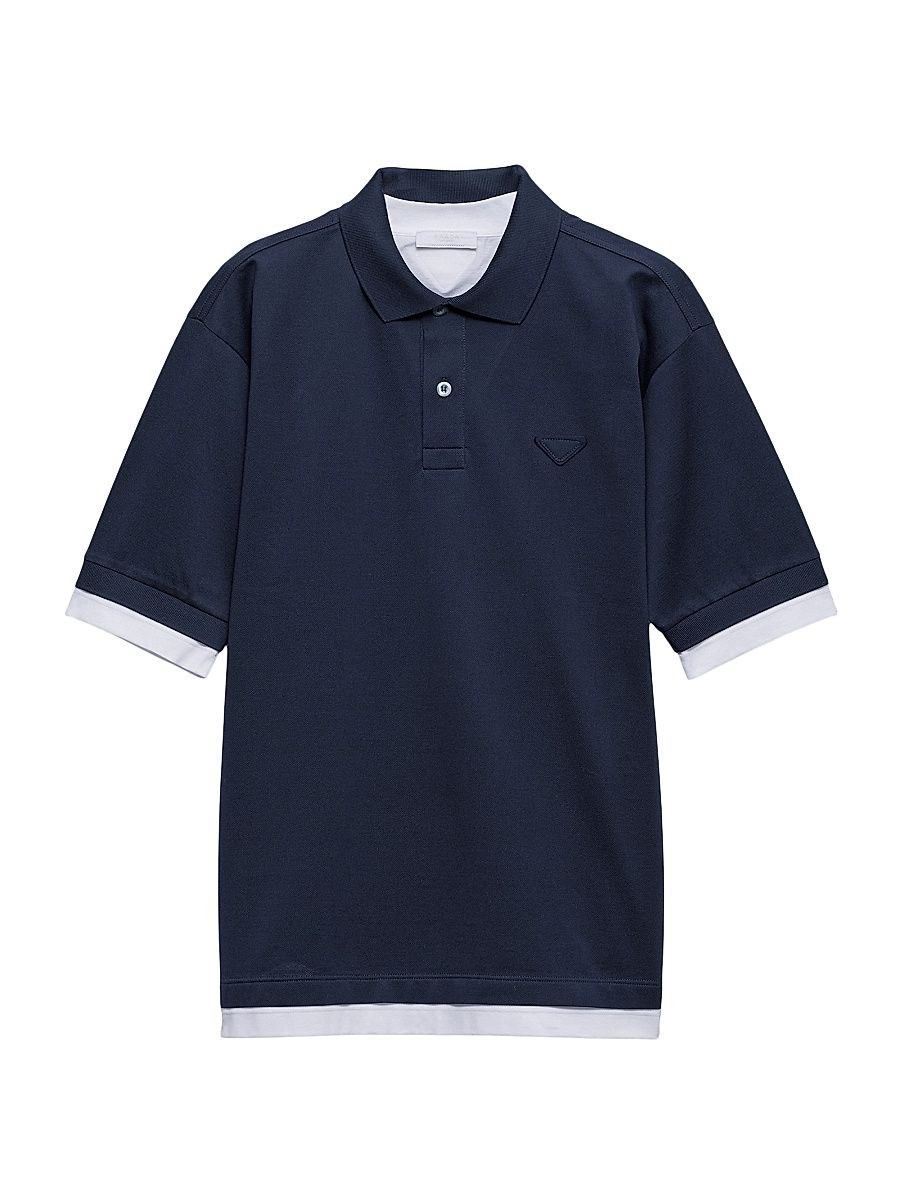 Men's Cotton Polo Shirt - Blue - Size XXXL