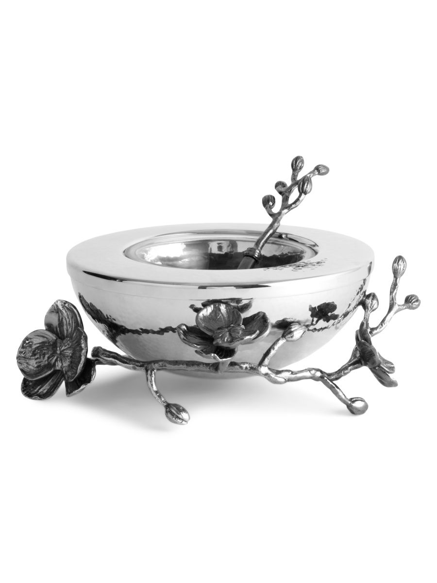 Michael Aram Black Orchid 3-Piece Caviar Dish & Spoon Set