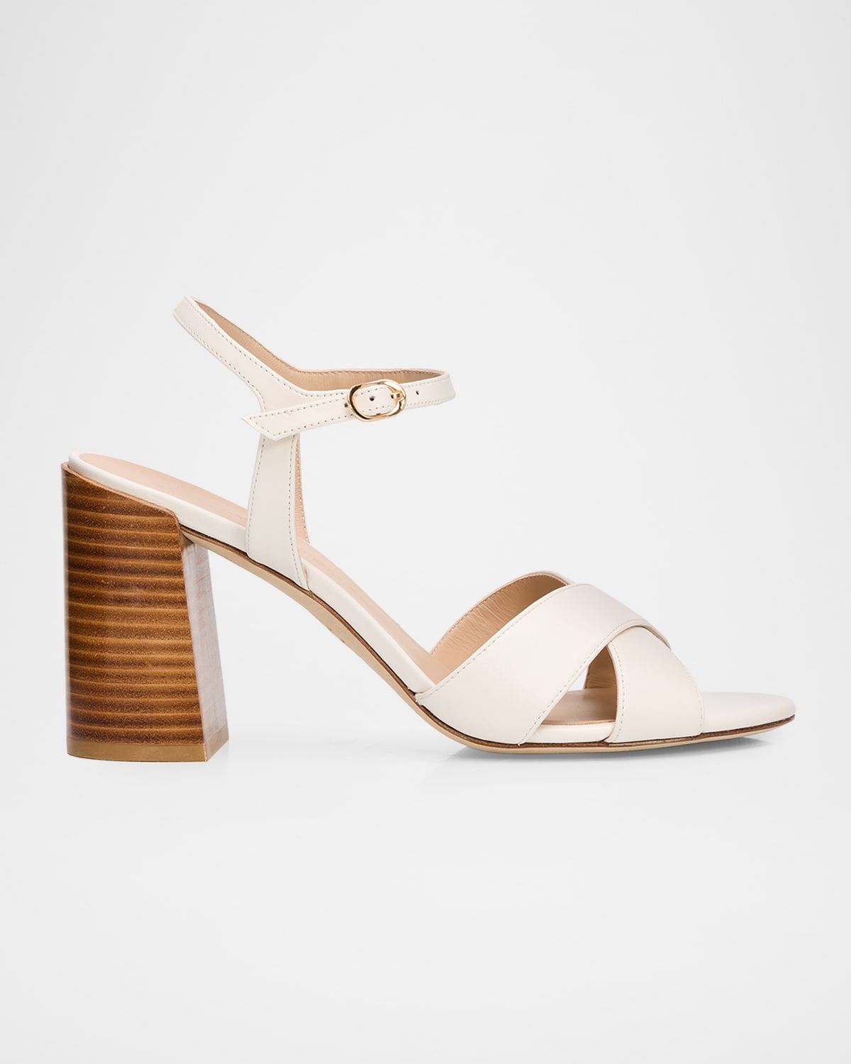 85mm Alyssa Leather Block-Heel Sandals