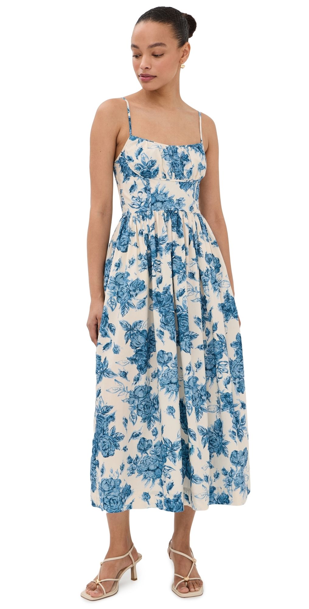 Cara Cara Alba Midi Dress Tossed Floral Blue 0