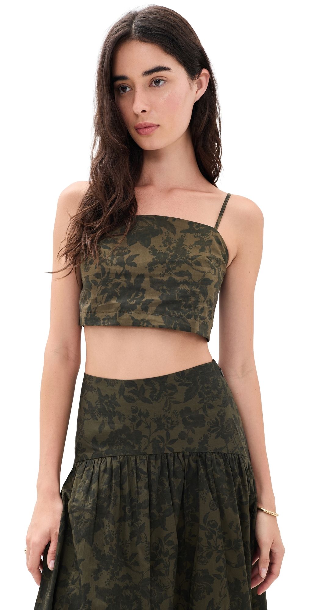 o. p.t Cambria Tank Top Olive Floral XS