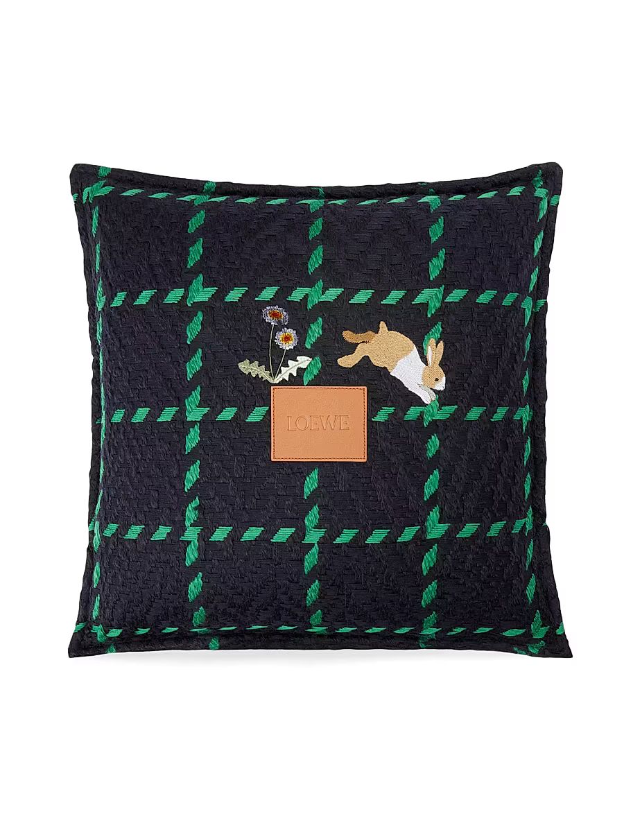 Picnic Bunny Cushion - Dark Green
