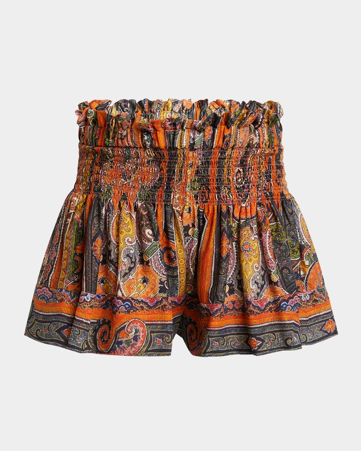 Maelly Paisley Wide Silk Shorts
