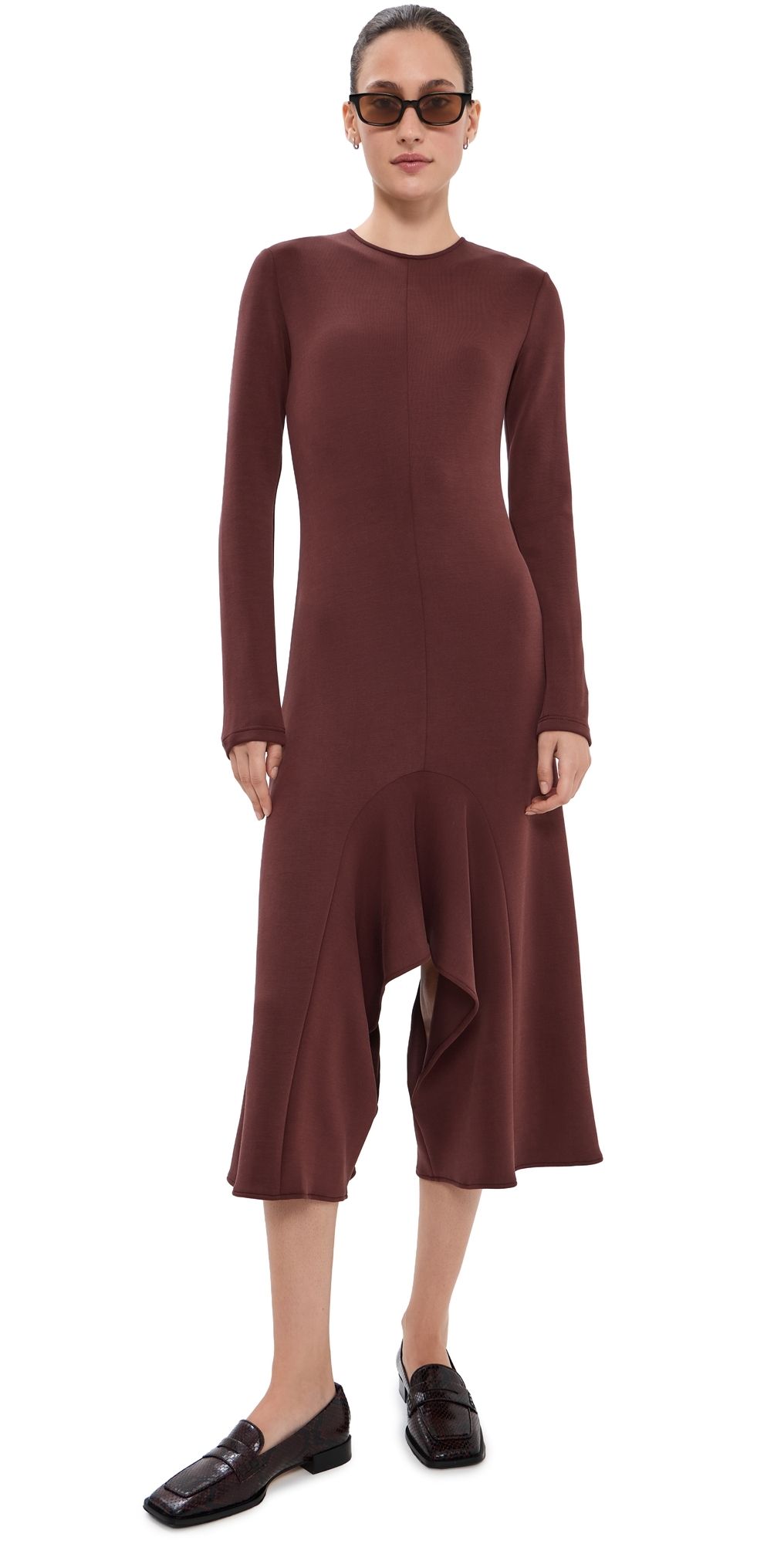 Tibi Feather Weight Neoprene Drape Dress Bordeaux 4
